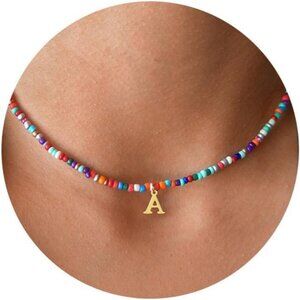 Christmas Gifts for Teen Girls Beaded Initial Necklace A Choker Birthday Jewelry